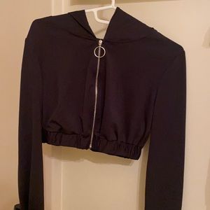 a black croptop zipup